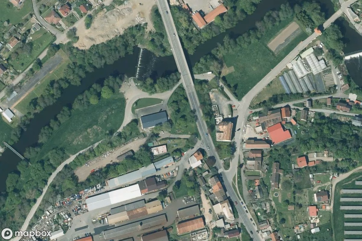 Aerial satellite view of Bunker, an abandoned Bunker in Stříbro, Czechia