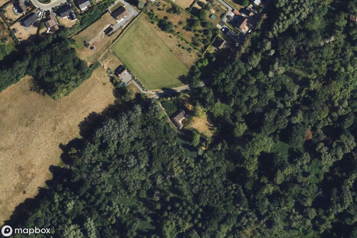 Aerial satellite view of Lost Place, an abandoned  in Overijse, Belgium