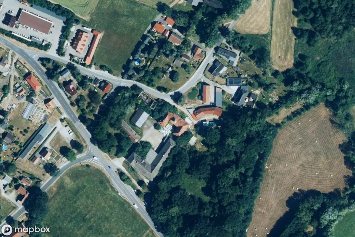 Satelitní letecký pohled na Burg, opuštěné Zámek v Stolpen, Německo