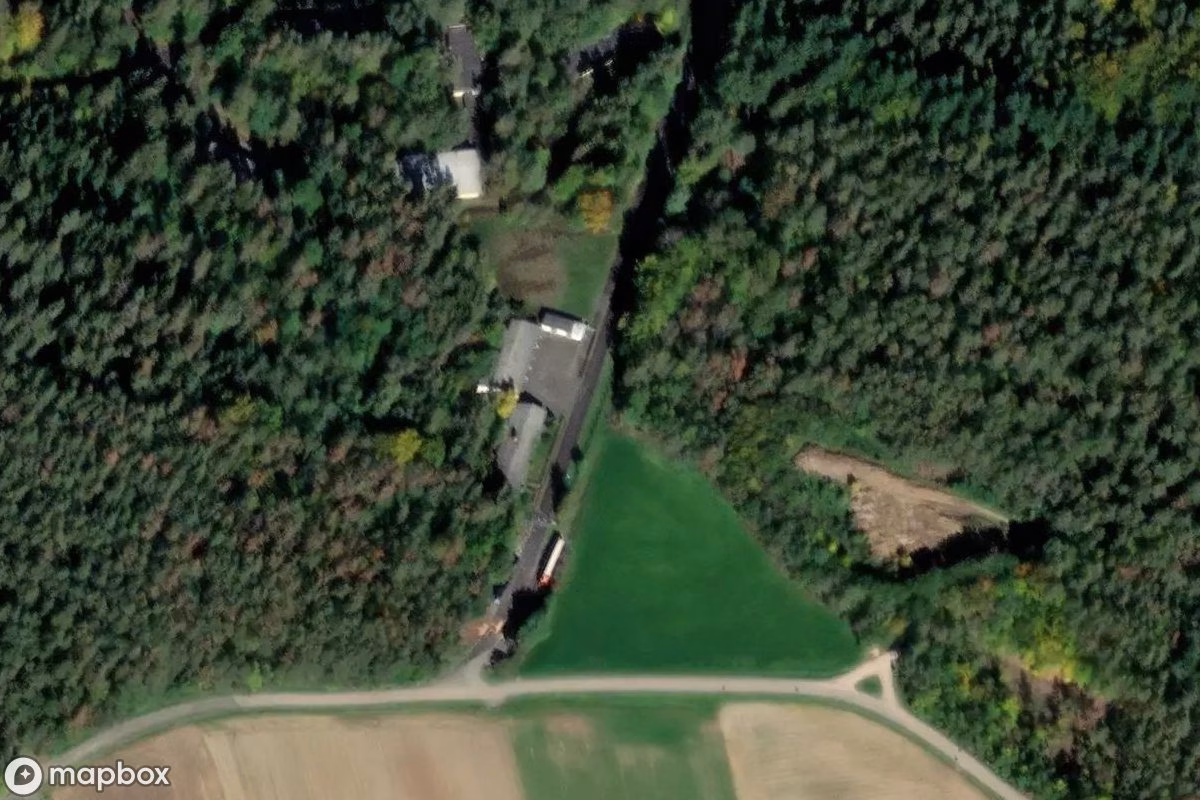 Aerial satellite view of Munitionslager Muna, an abandoned Military Site in Langlau, Germany