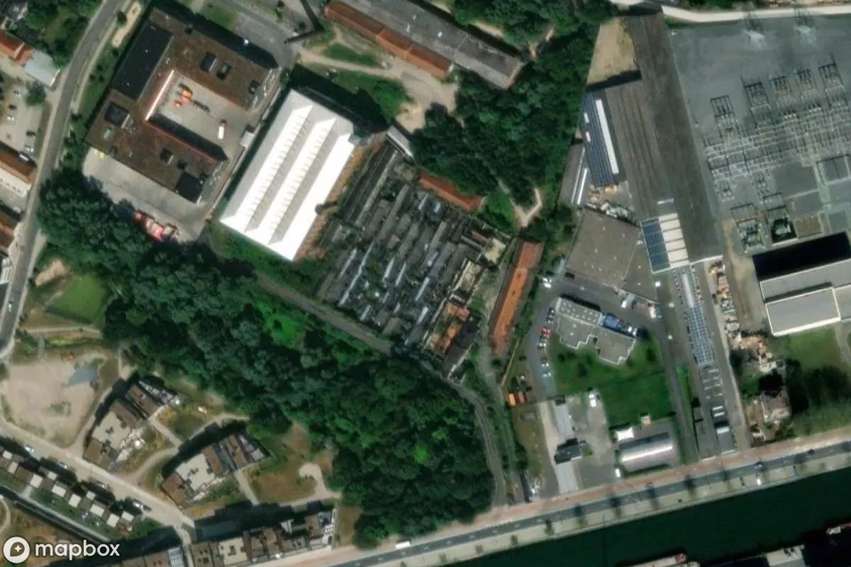 Vue aérienne satellite de Fabrik, un Usine abandonné à Ghent, Belgique