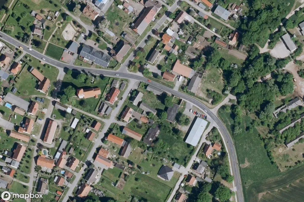 Satelitní letecký pohled na Hof, opuštěné Statek v Biegen, Německo