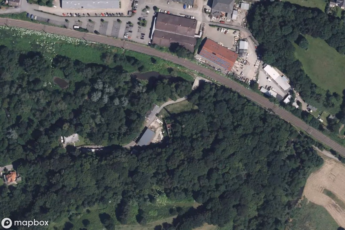 Satellitbillede set fra luften af Fabrik, et forladt Fabrik i Essen, Tyskland