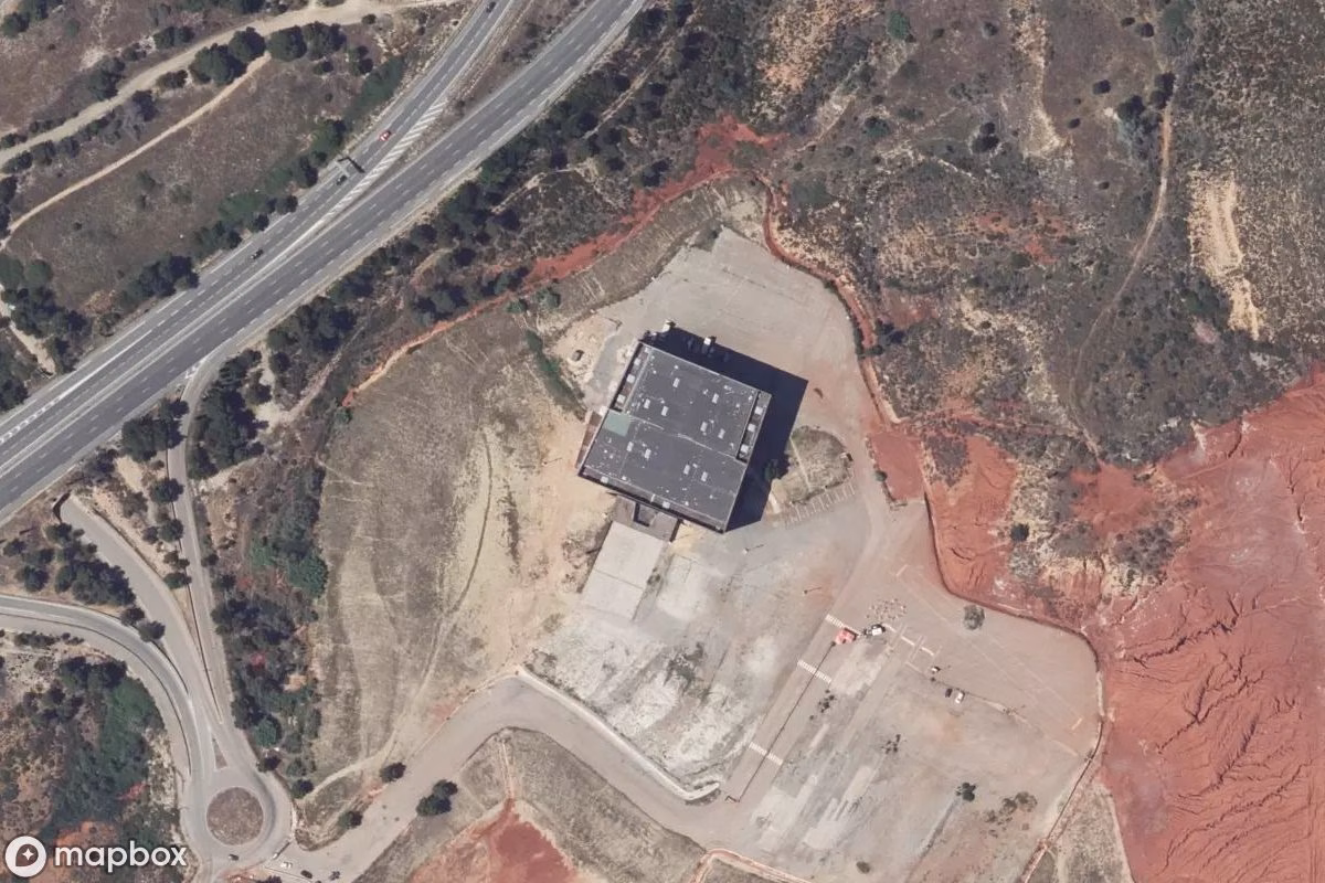 Aerial satellite view of Le Zenith, an abandoned Theater in Vitrolles, France