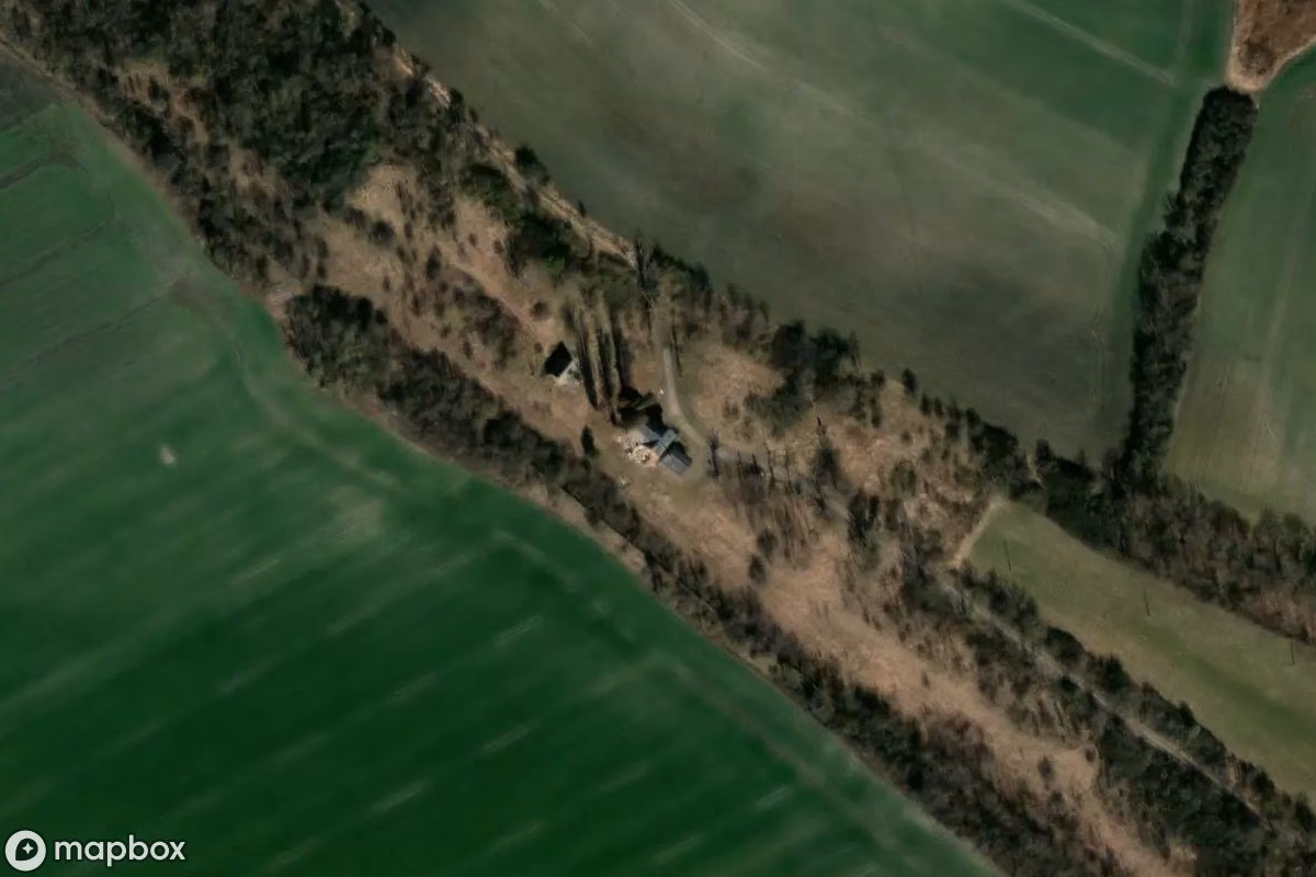 Aerial satellite view of Bahnhof Wieszczyczyn, an abandoned Railway Station in Wieszczyczyn, Poland