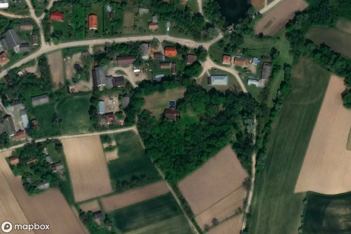 Aerial satellite view of Lost Place, an abandoned  in Pierocice, Poland
