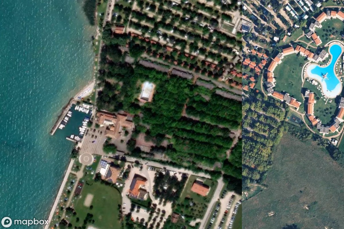 Satellittbilde fra luften av Lost Place, et forlatt  i Castelnuovo del Garda, Italia