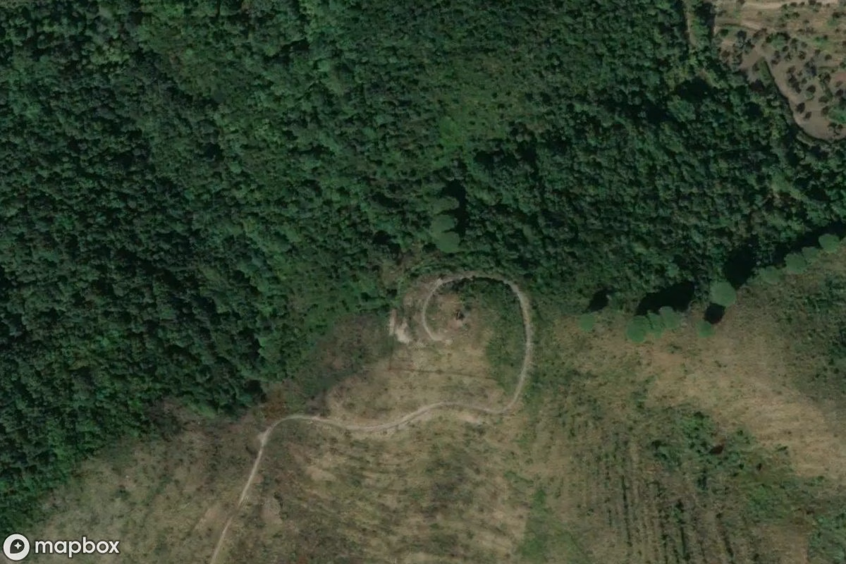 Aerial satellite view of Coda Alta Trasmissione, an abandoned Power Plant in Carinola, Italy
