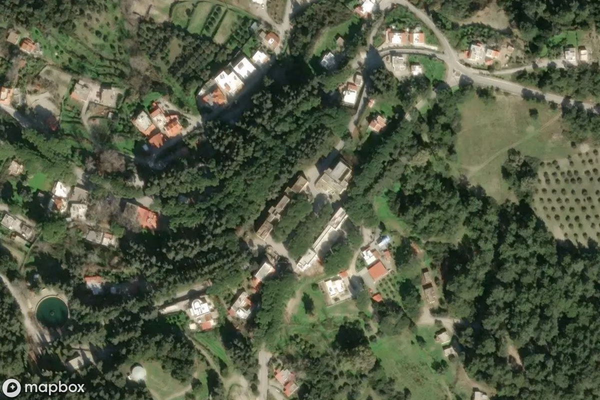 Satellitbild från luften av Geisterstadt, en övergiven i Municipality of Rhodes, Grekland