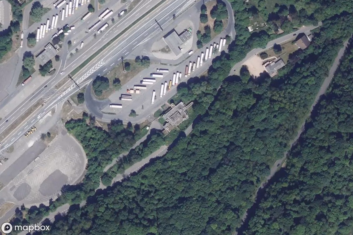 Vue aérienne satellite de Ehemalige Raststätte, un  abandonné à Saarbrücken, Allemagne