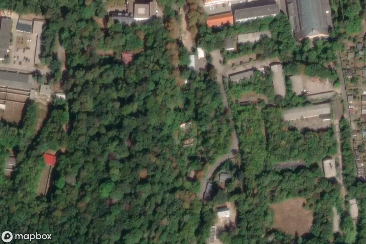 Vue aérienne satellite de Bierkeller, un  abandonné à Erfurt, Allemagne