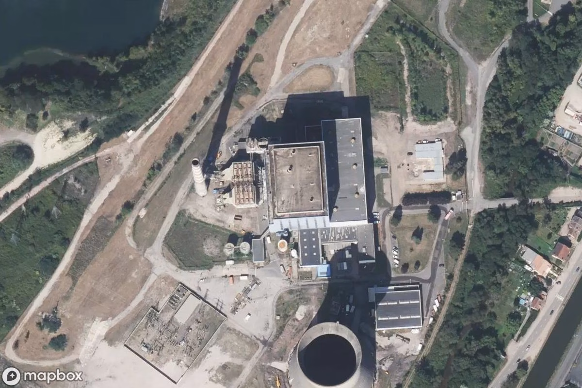 Satelitarny widok z lotu ptaka Ab Fi Power, opuszczone Fabryka w Montceau-les-Mines, Francja