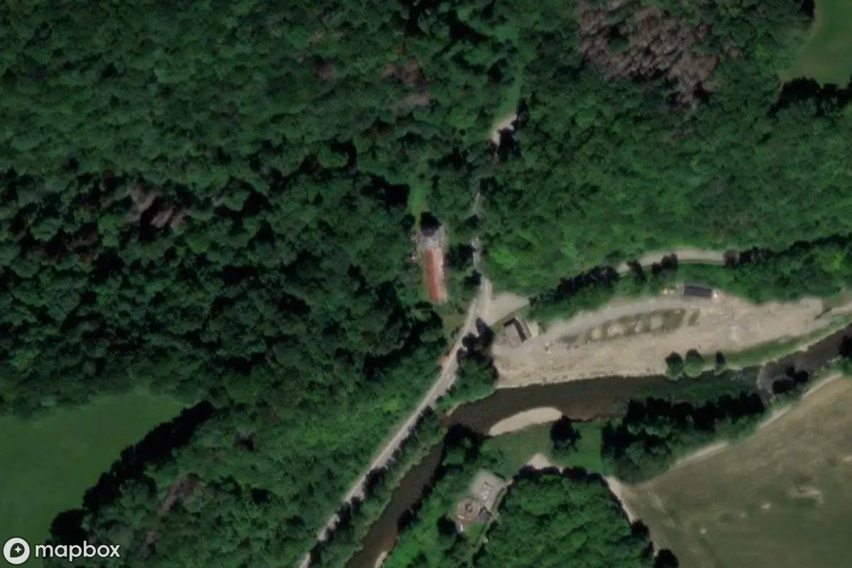 Aerial satellite view of Lost Place, an abandoned  in Durbuy, Belgium