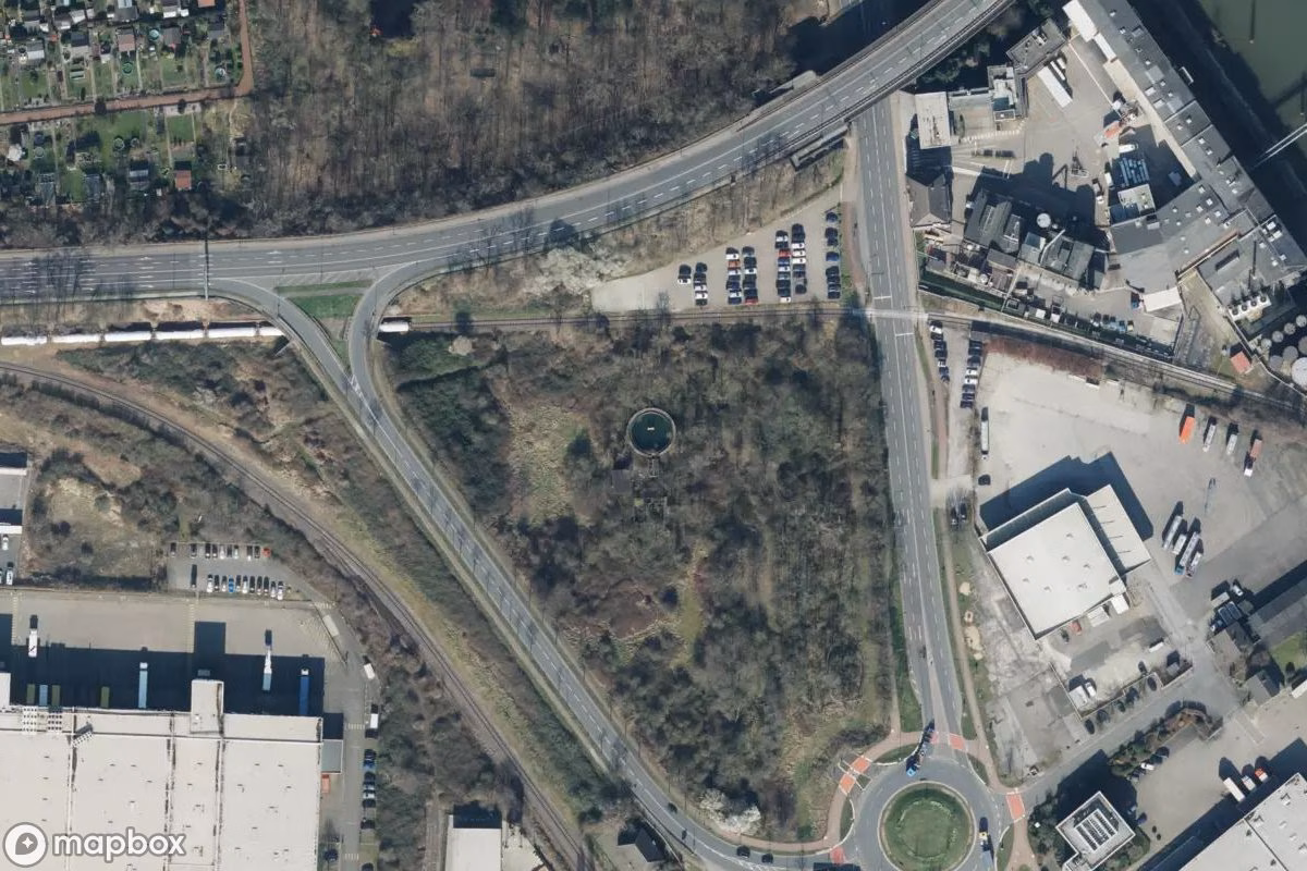 Satellittbilde fra luften av Alte Pumpenstation, et forlatt  i Krefeld, Tyskland