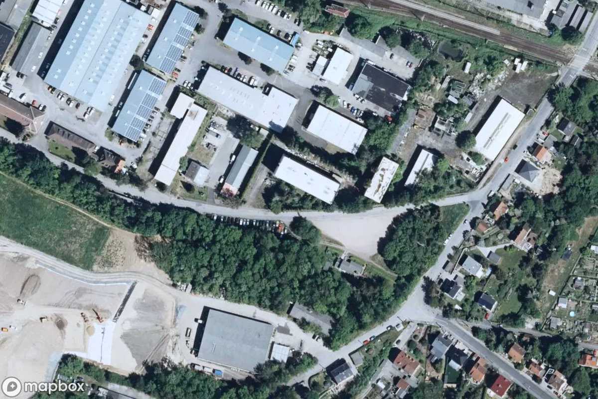 Aerial satellite view of Hotel Visa, an abandoned Hotel in Dresden, Germany