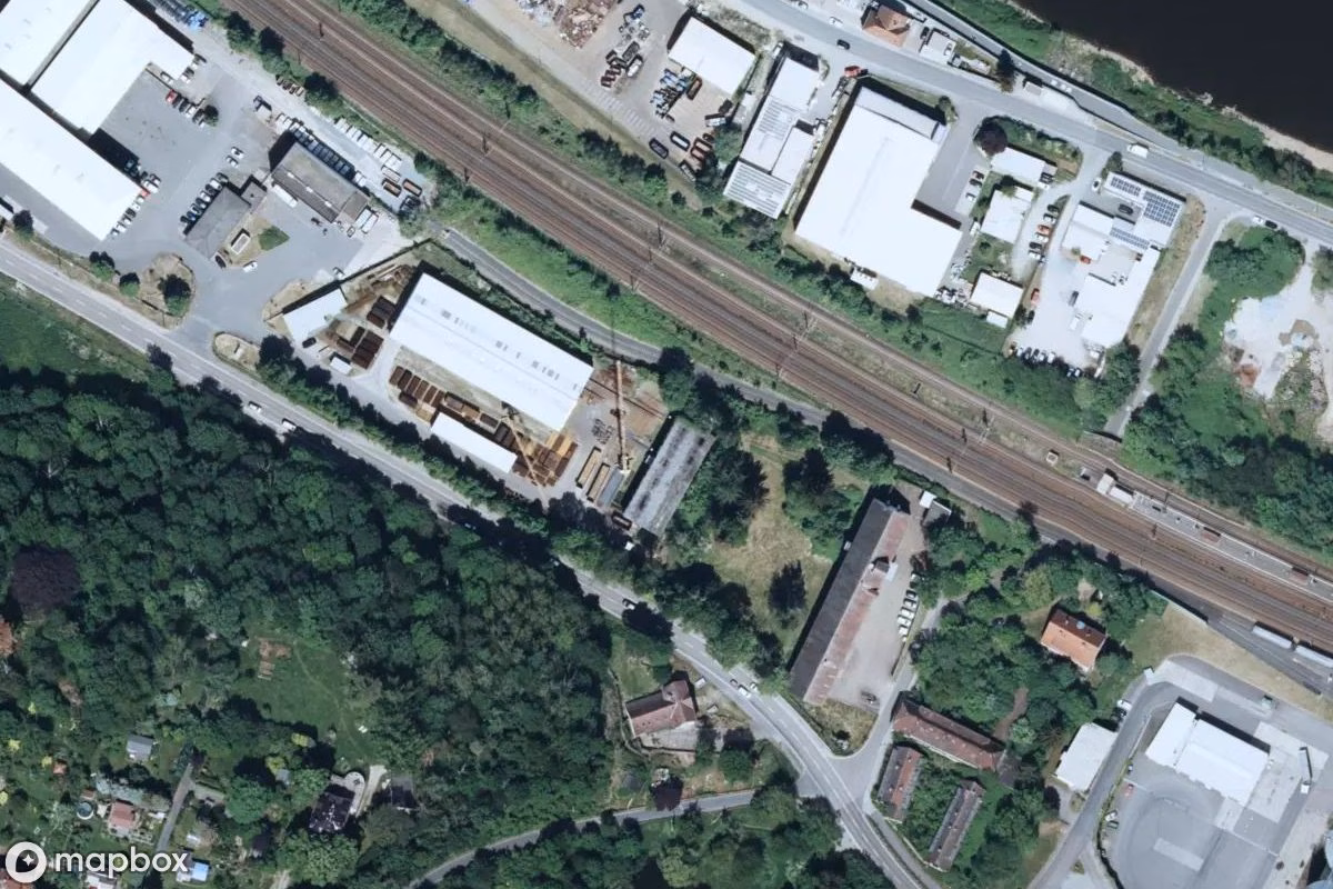 Satellitbild från luften av Wachgesellschaft, en övergiven  i Heidenau, Tyskland