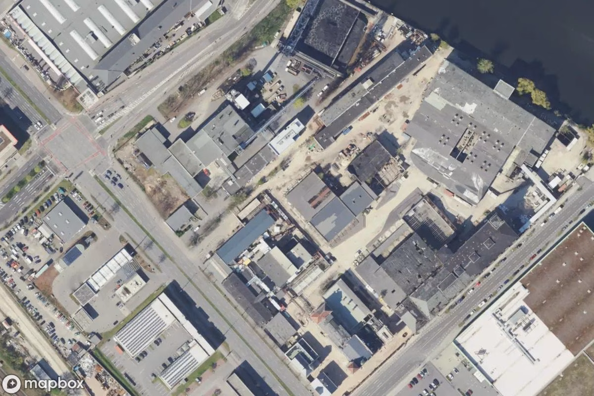 Satelitní letecký pohled na Brauerei, opuštěné Továrna v Berlin, Německo