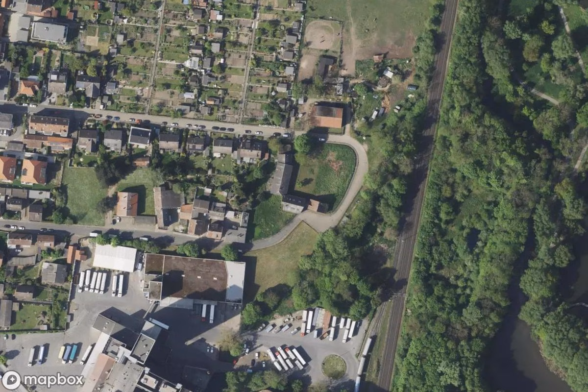 Satellitbillede set fra luften af Bauernhof, et forladt Bondegård i Brunswick, Tyskland