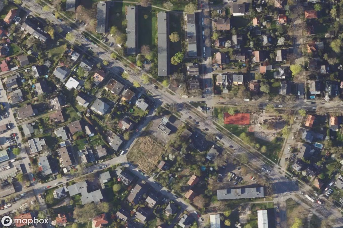 Aerial satellite view of Tankstelle, an abandoned in Berlin, Germany