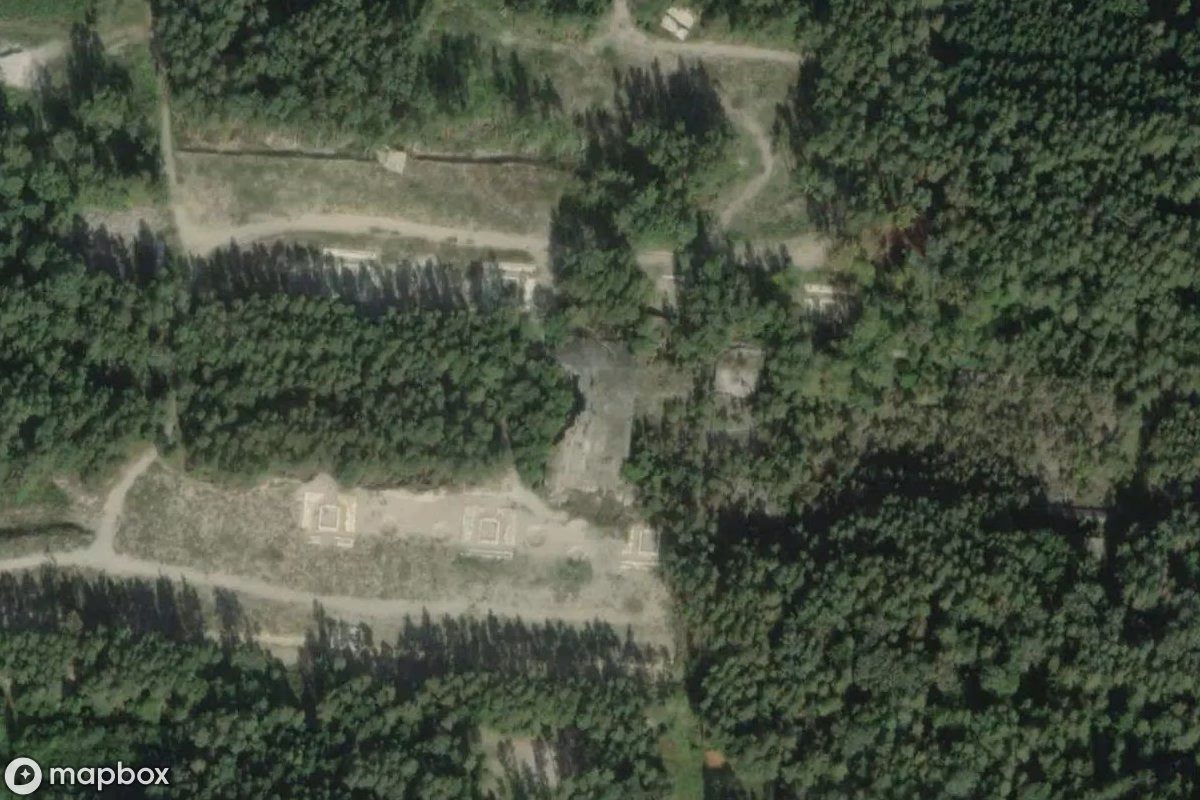 Satelitarny widok z lotu ptaka Bunker, opuszczone Bunkier w Mettenheim-Hart, Niemcy