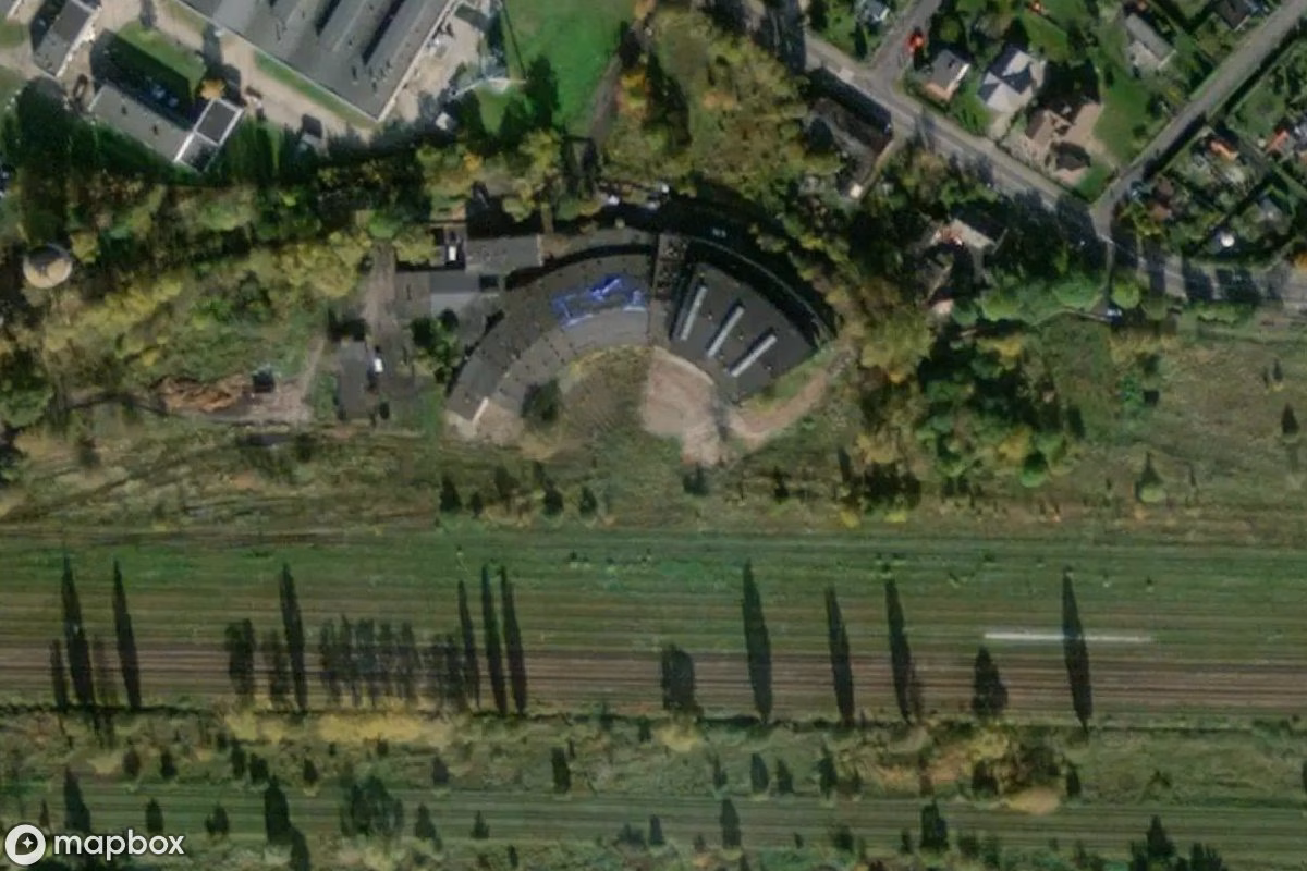 Satellittbilde fra luften av Lokomotywownia Grudziądz, et forlatt  i Grudziądz, Polen