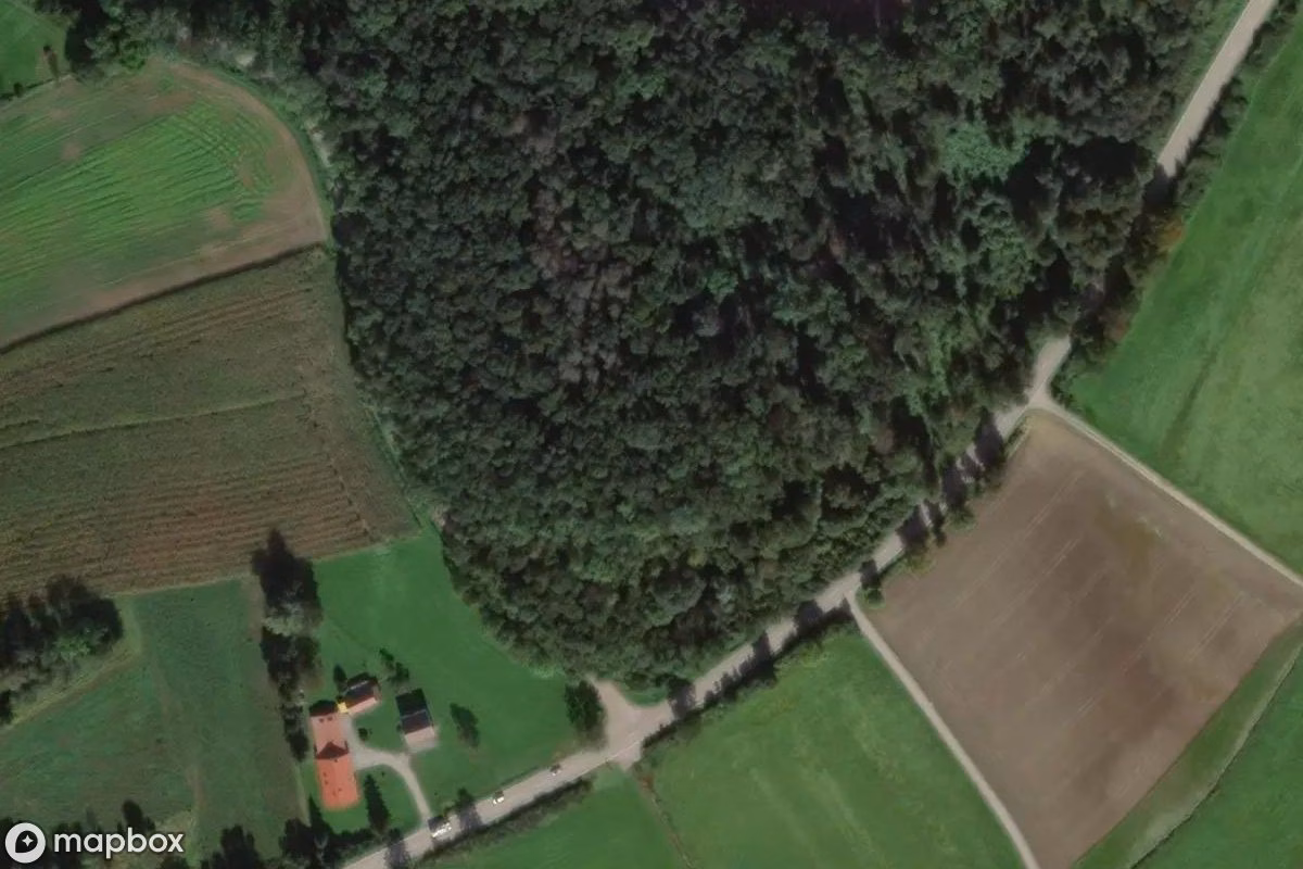 Satelitní letecký pohled na Waldhütte, opuštěné  v Freising, Německo