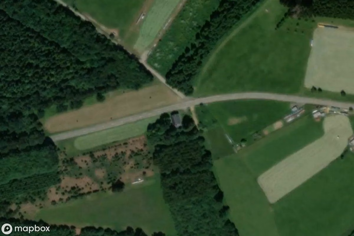 Aerial satellite view of Maison Octopus, an abandoned Residence in Léglise, Belgium
