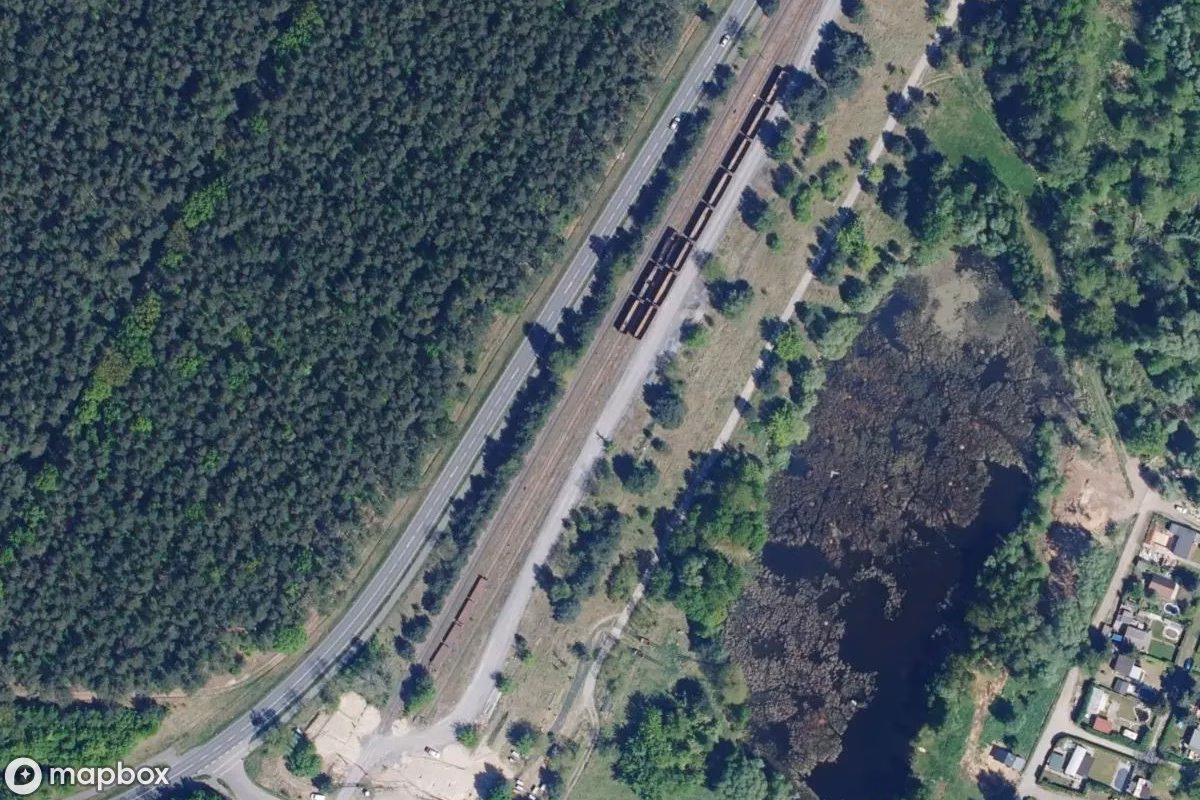 Aerial satellite view of Güterzugwaggons, an abandoned  in Velten, Germany