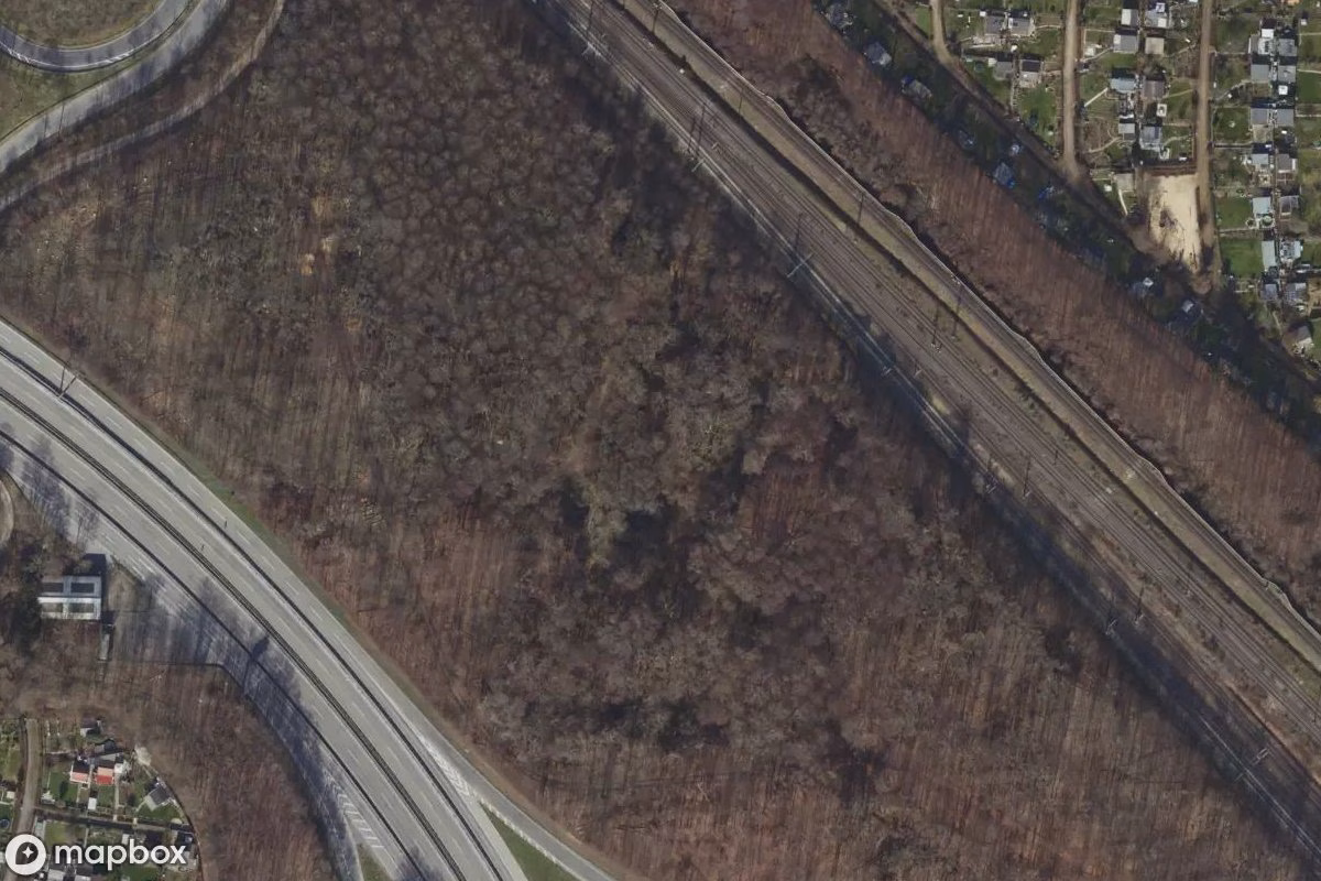 Satellittbilde fra luften av Zwischenwerk IXb, et forlatt Fabrikk i Cologne, Tyskland