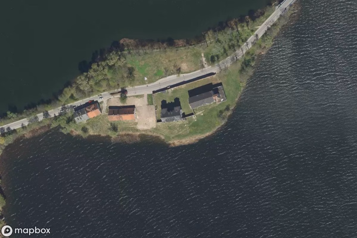 Aerial satellite view of Gefängnis, an abandoned Prison in Elk, Poland