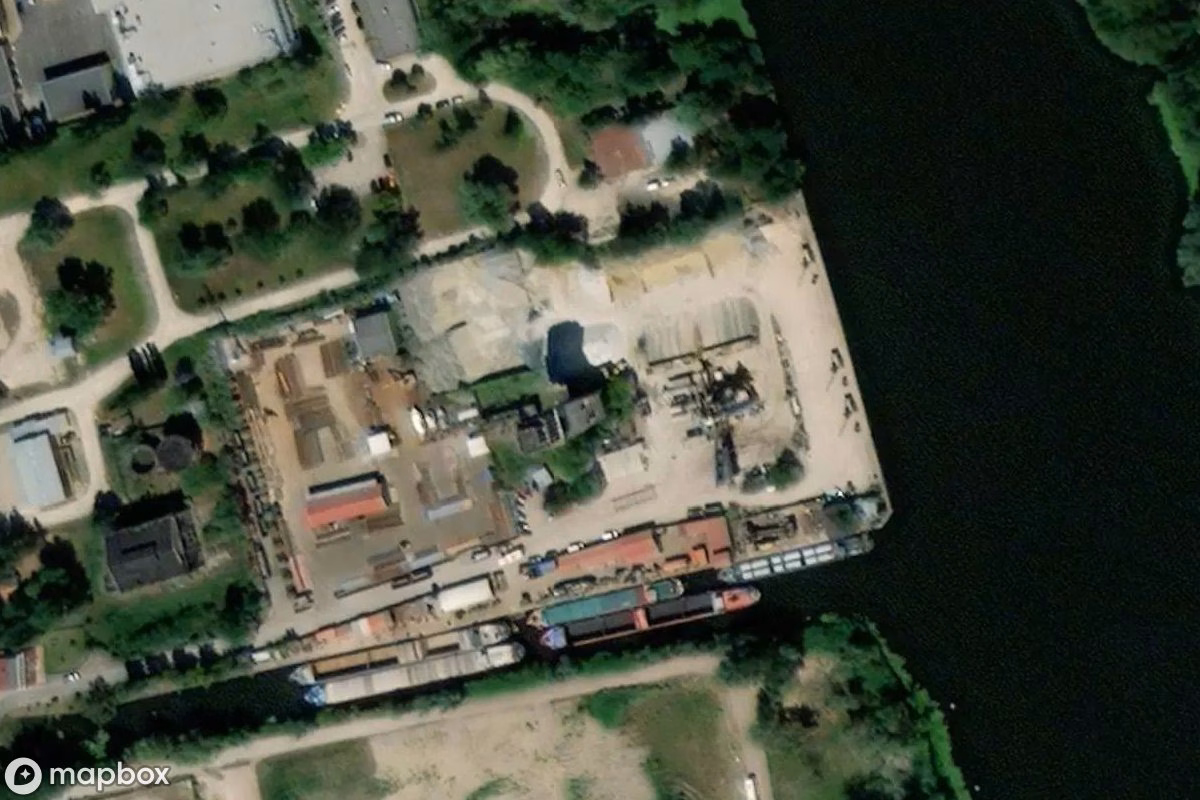 Aerial satellite view of Kohleturm, an abandoned  in Szczecin, Poland
