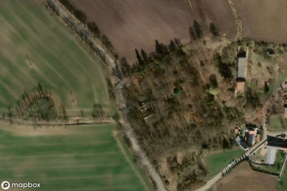 Vue aérienne satellite de Schlossruine, un Château abandonné à Korytów, Pologne