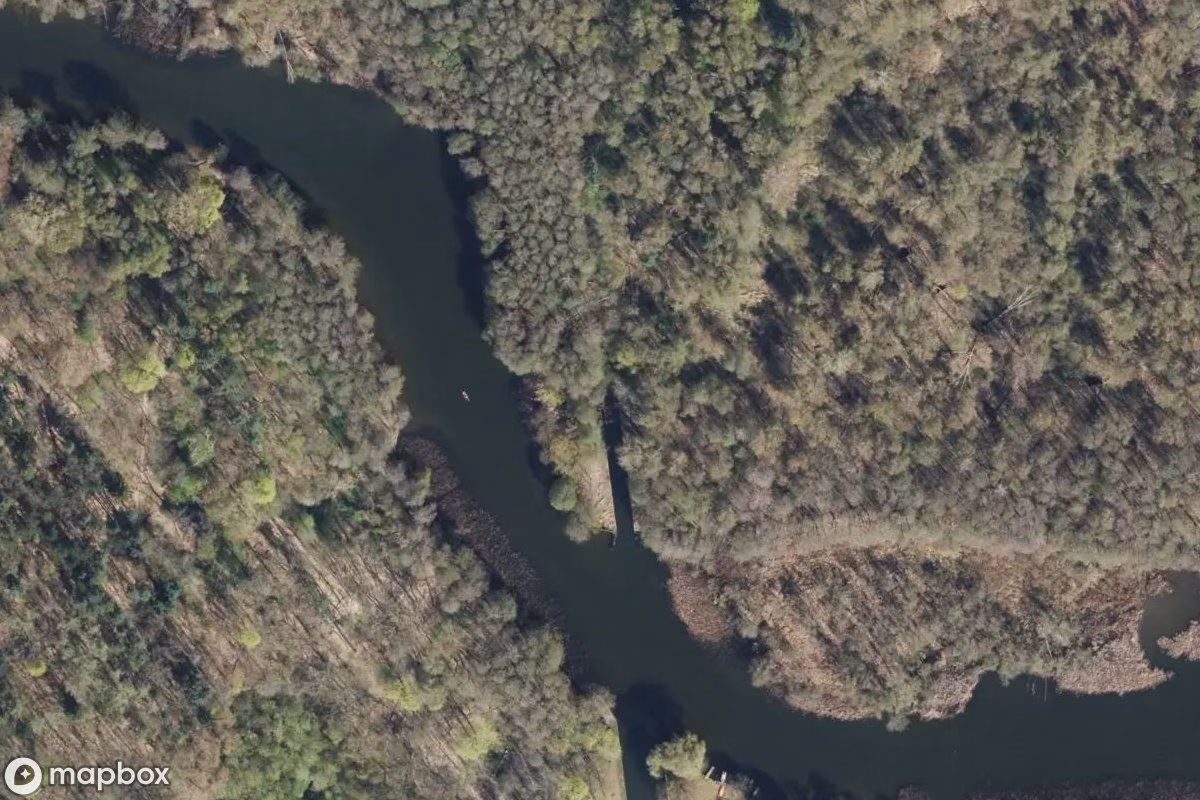 Aerial satellite view of Eisenbahnfähre Fürstenberg, an abandoned  in Fürstenberg/Havel, Germany