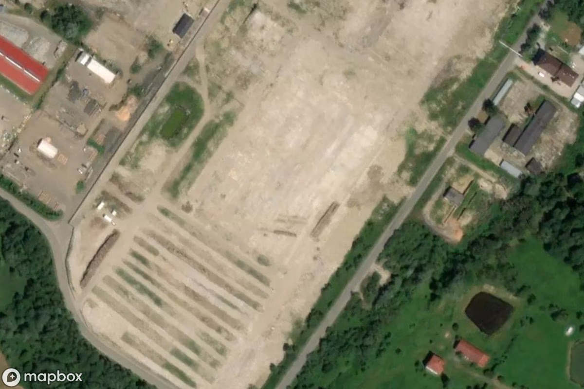 Aerial satellite view of Lost Place, an abandoned  in Ustrzyki Dolne, Poland