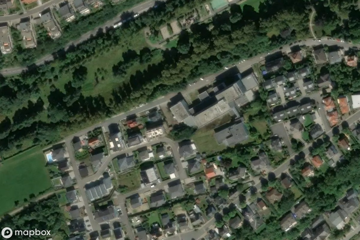 Aerial satellite view of Klinik, an abandoned Hospital in Bad Schwalbach, Germany