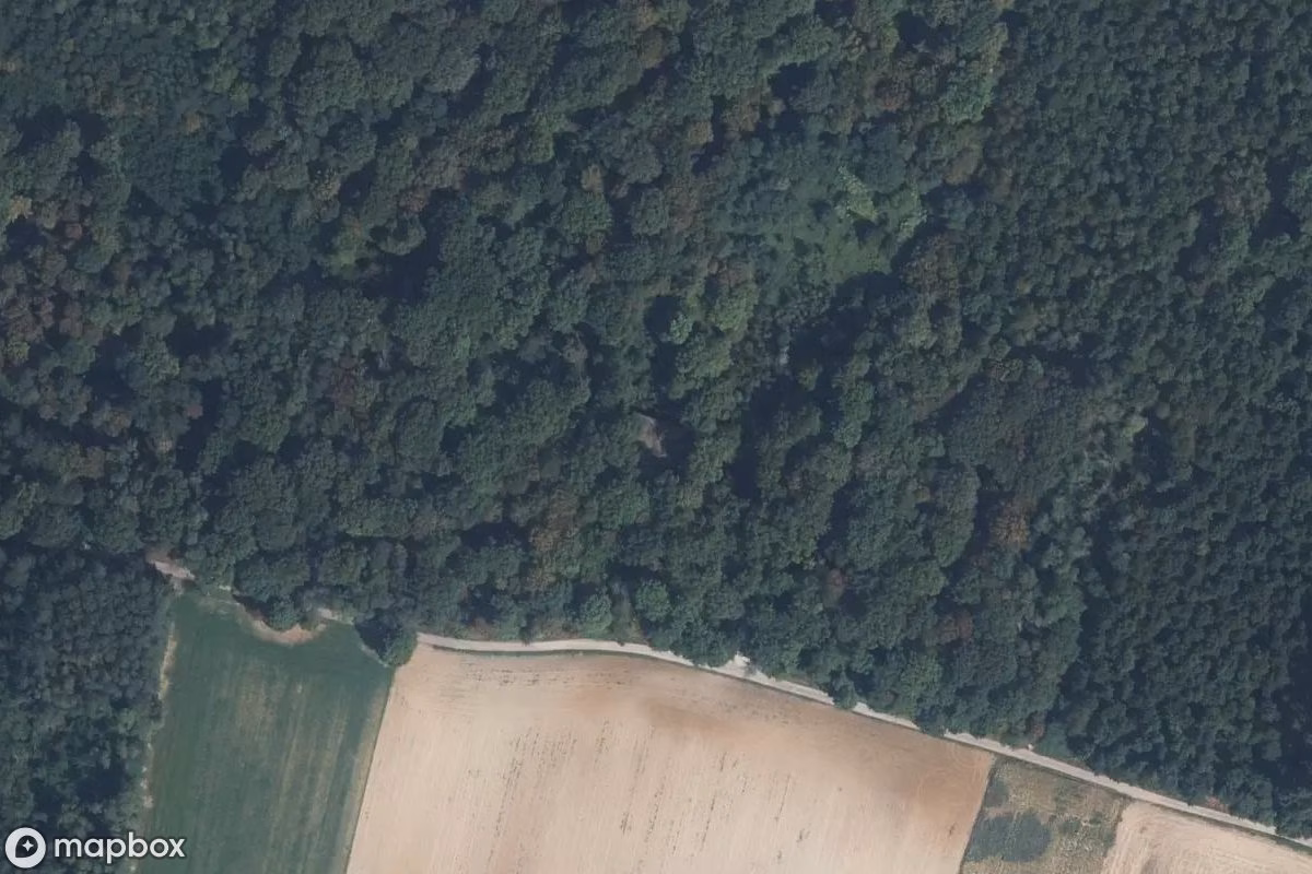 Aerial satellite view of Lager Des Bosch, an abandoned  in Foucherans, France