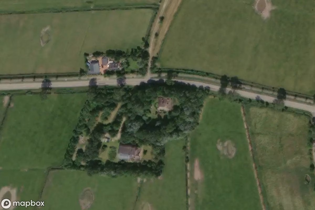Aerial satellite view of Bauernhaus, an abandoned  in Tönning, Germany