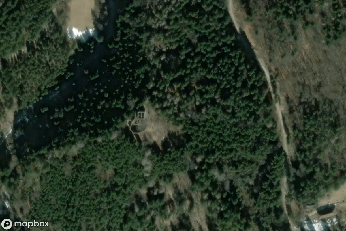 Aerial satellite view of Burgruine Hauenstein, an abandoned Ruin in Kainach bei Voitsberg, Austria
