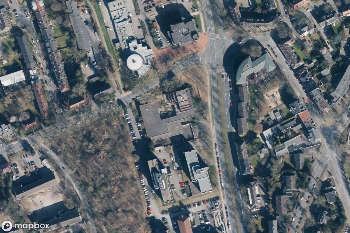 Satelitní letecký pohled na Bundesbank, opuštěné  v Bochum, Německo