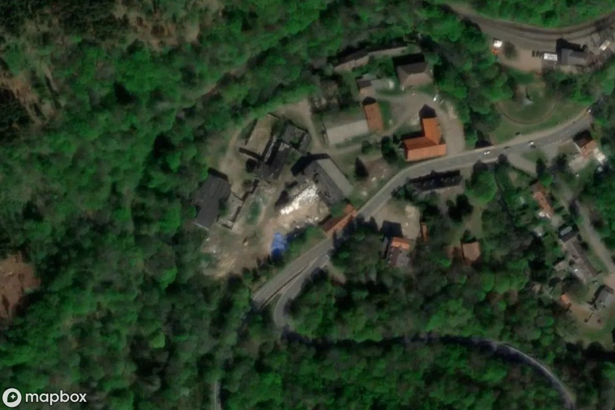 Aerial satellite view of Fabrik, an abandoned Factory in Harzgerode, Germany