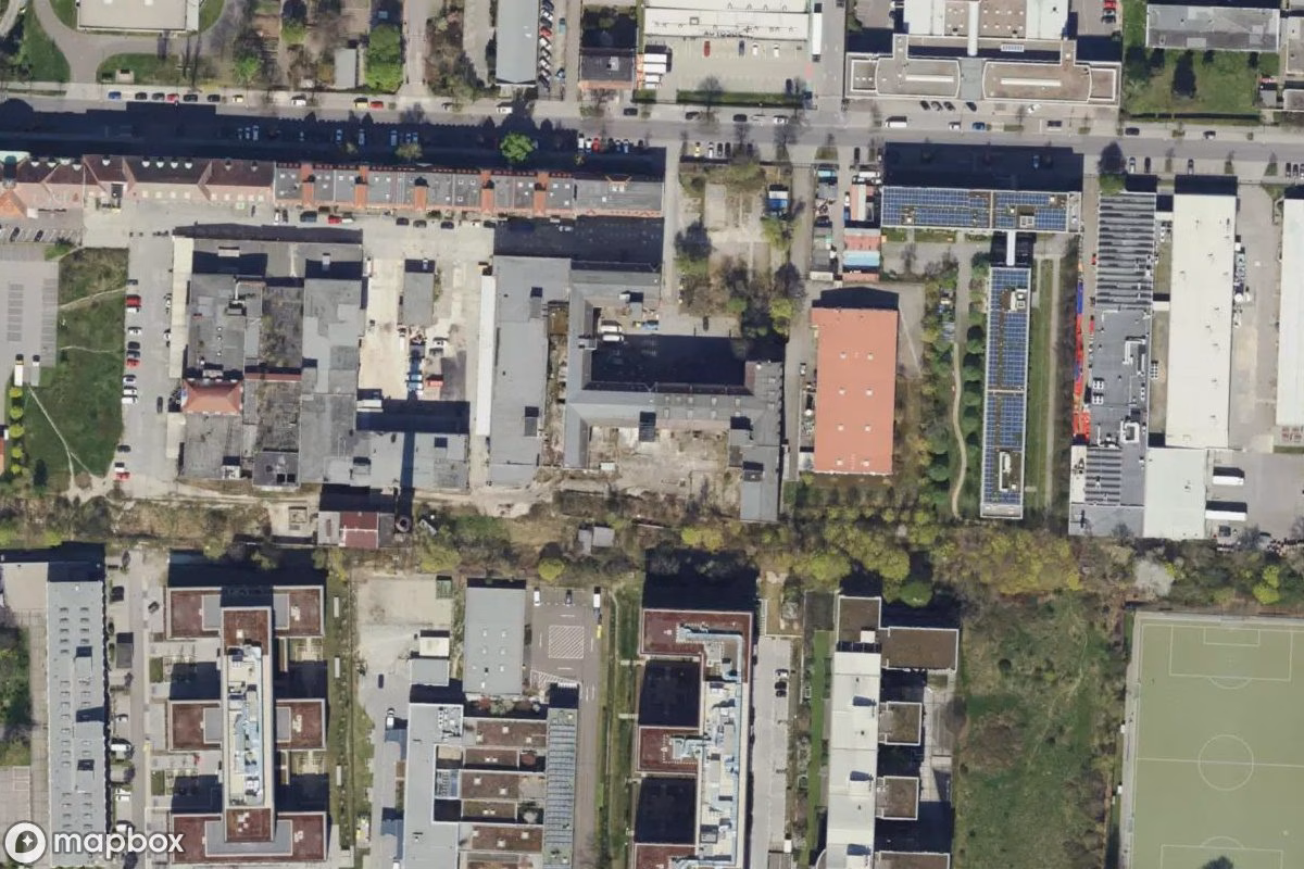 Vue aérienne satellite de Fleischkombinat, un Usine abandonné à Berlin, Allemagne