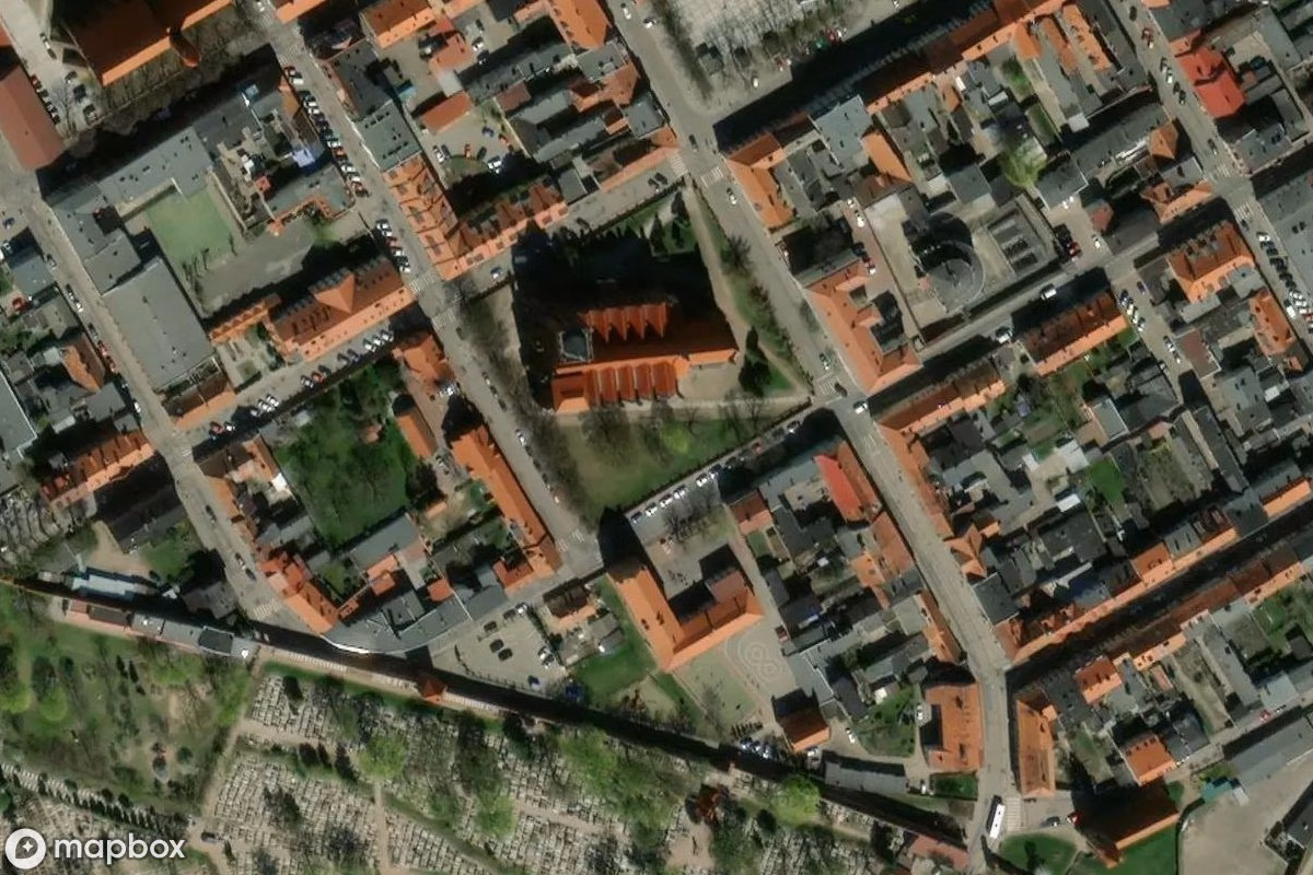 Aerial satellite view of Kirche Chełmno, an abandoned Church in Chełmno, Poland