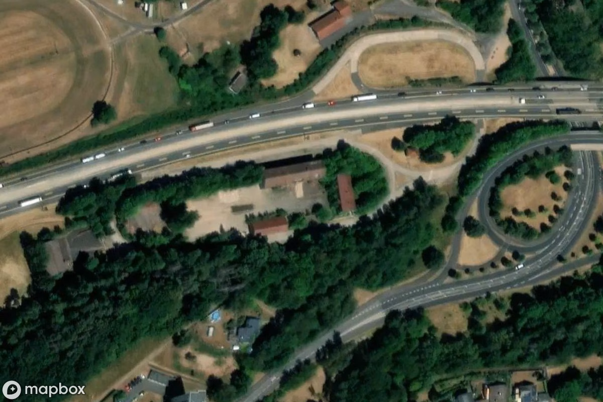 Satellitbillede set fra luften af Autobahnmeisterei, et forladt  i Bad Hersfeld, Tyskland