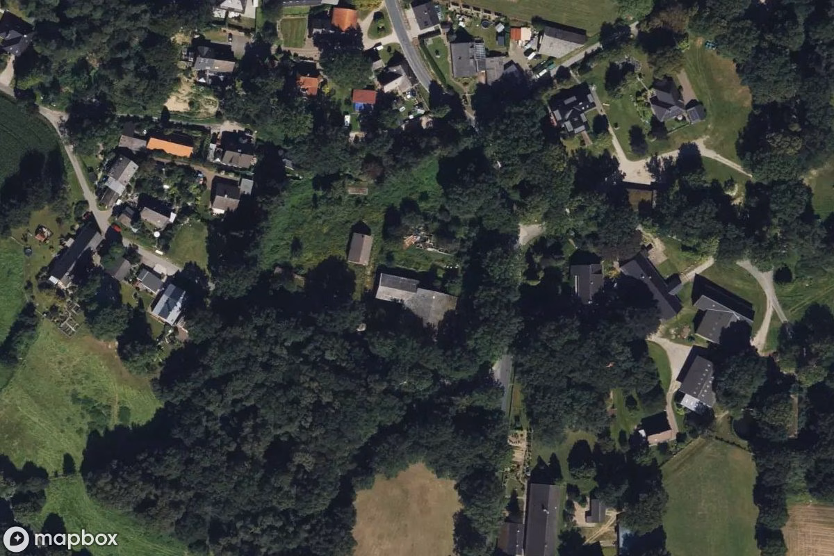 Satelitní letecký pohled na Bauernhof, opuštěné Statek v Buxtehude, Německo