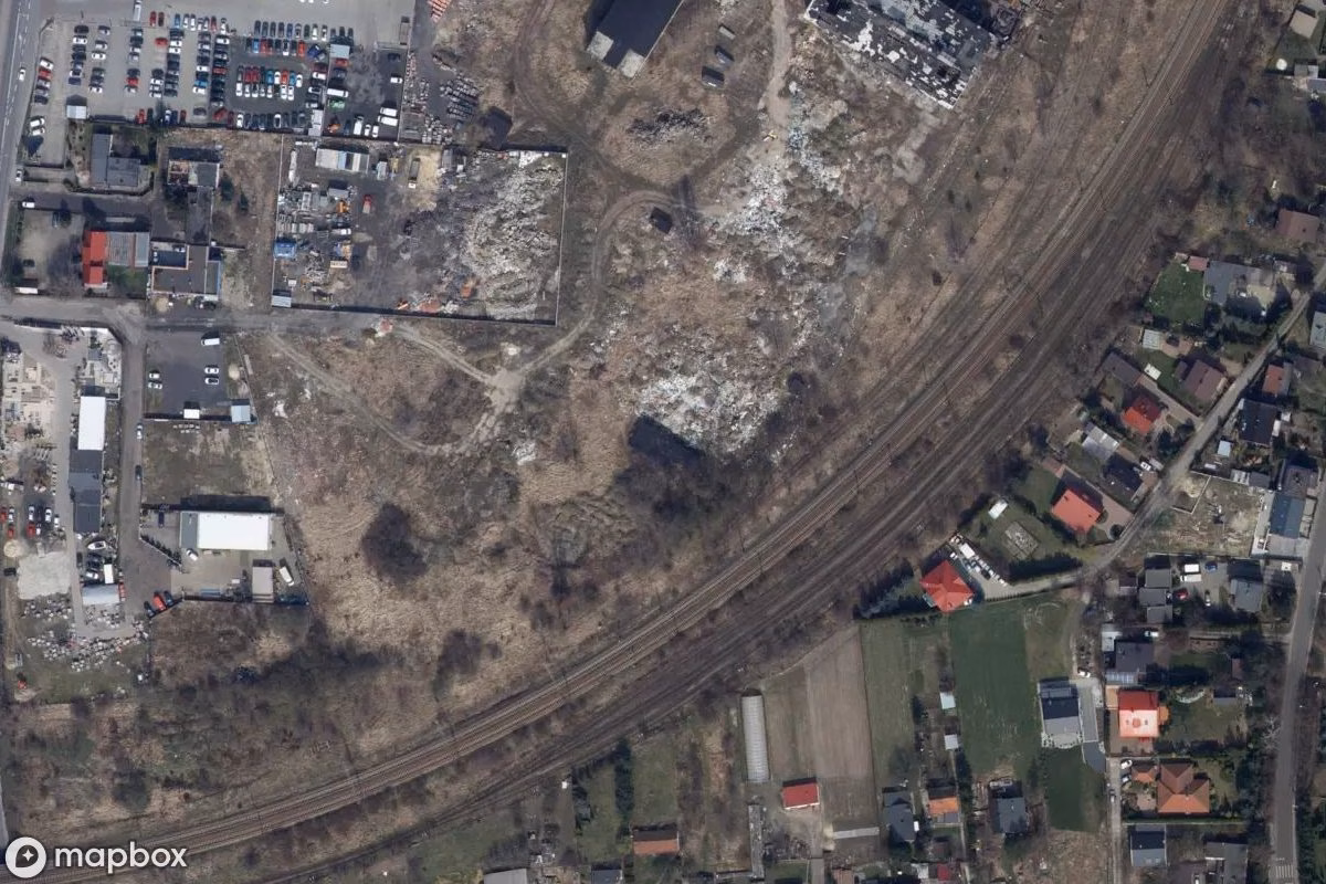 Satelitarny widok z lotu ptaka Ziegeleistoß, opuszczone Fabryka w Kalisz, Polska