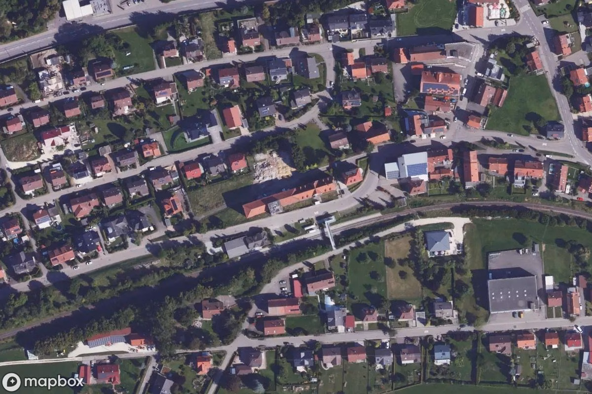 Vue aérienne satellite de Trikotfabrik, un Usine abandonné à Lautlingen, Allemagne