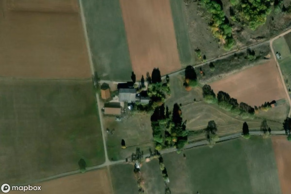 Aerial satellite view of Hof, an abandoned Farm in Sachsenberg, Germany