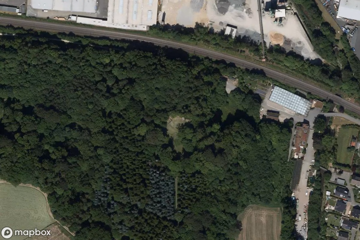 Aerial satellite view of Burgruine Grevenbrück, an abandoned Ruin in Lennestadt, Germany