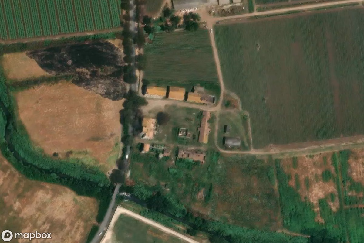 Aerial satellite view of Agriturismo Selciatella, an abandoned Farm in Aprilia, Italy