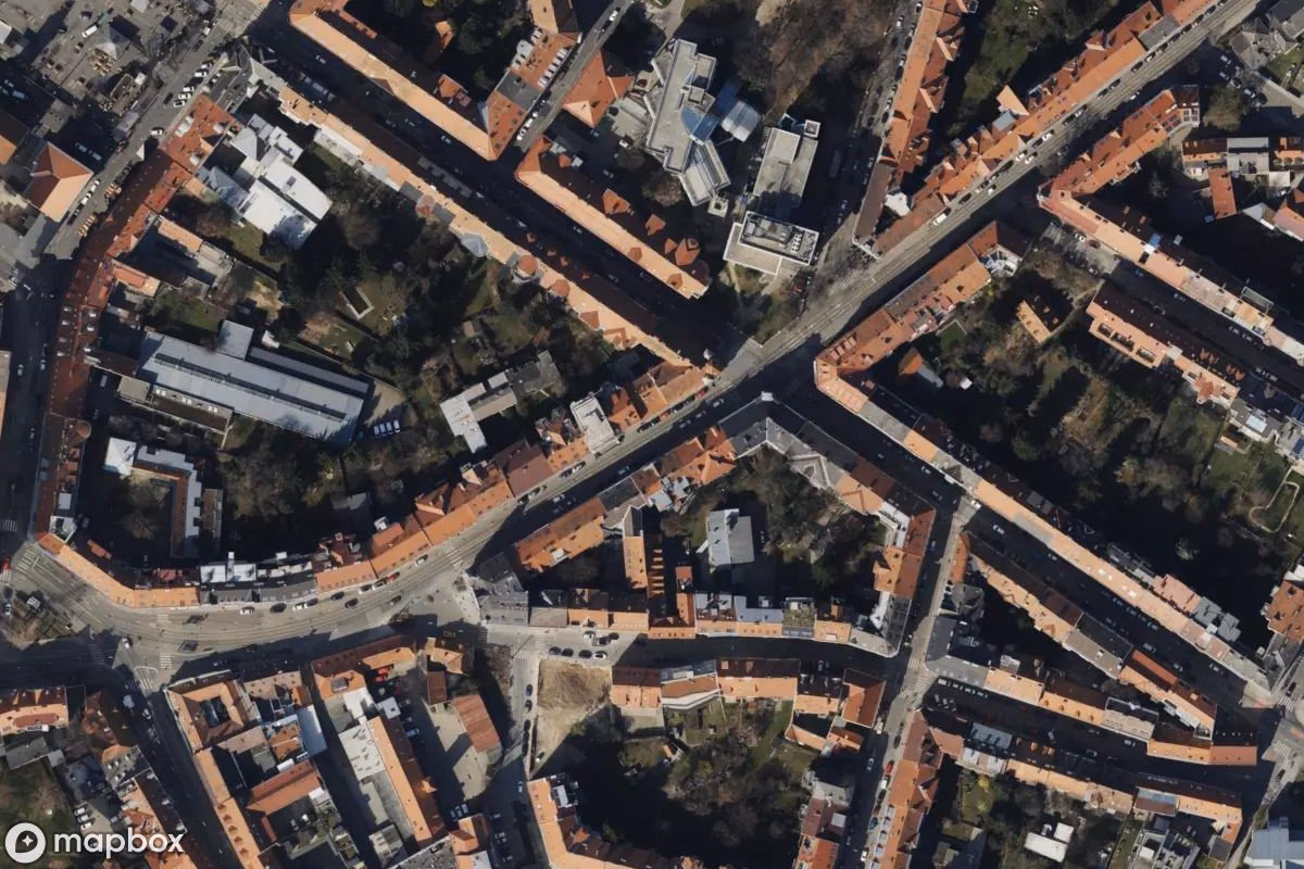 Aerial satellite view of Haus, an abandoned in Graz, Austria